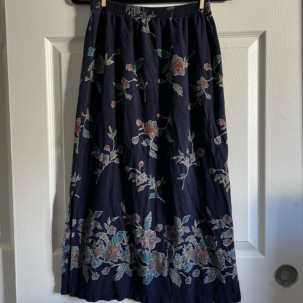 Alfred Dunner Pink and Blue Midi A-line Skirt